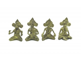 Dokra Ganesh Set of 4 Showpiece for Home Decoration