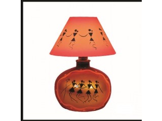 Table Lamp(Round Red Warli)