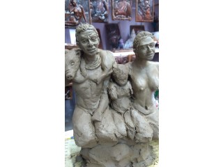 HUMAN FIGURE SCULPTURE ,Handmade Terracotta/clay Idol Statue, handcrafted clay statue