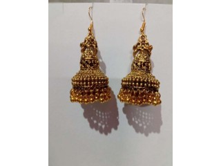 Gold plated Alloy, Oxidized Earring