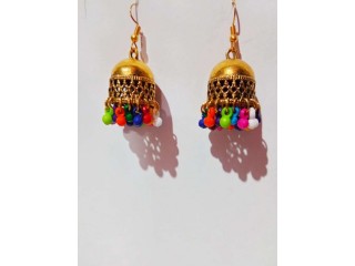 Golden, multicolor plated Alloy, Oxidized Earring