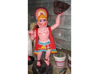 Shri Handicrafts Wooden Special Fine Carving Lord Hanuman Sitting Statue-18inch