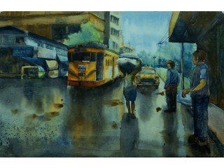 Painting - A RAINY DAY